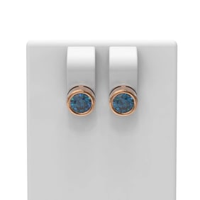 3 ctw Intense Blue Diamond Earrings 18K Rose Gold