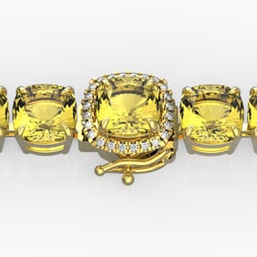 35 ctw Citrine & Micro Pave Diamond Bracelet 14k Yellow Gold