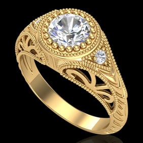 1.07 ctw VS/SI Diamond Art Deco Ring 18k Yellow Gold
