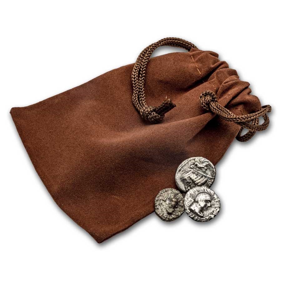 Silver Coinage from Ancient Greece 3: Silver Coinage from Ancient Greece 3 Coin Set Product ID: 305650 Year: Varies Grade: Average Circulated Grade Service: None Mint Mark: Varies Metal Content: 0.28 troy oz Purity: N/A <