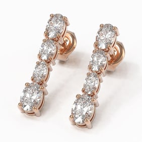 3.74 ctw Oval Diamond Earrings 18K Rose Gold