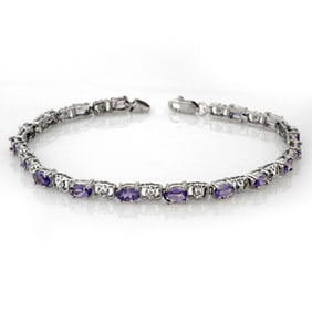 4.02 ctw Tanzanite & Diamond Bracelet 14k White Gold