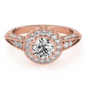 1 ctw Certified VS/SI Diamond Halo Ring 18k Rose Gold