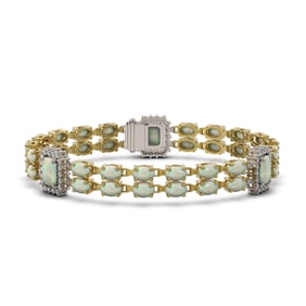 13.76 ctw Opal & Diamond Bracelet 14K Yellow Gold
