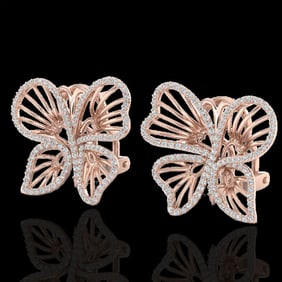 1.25 ctw Designer Micro Butterfly VS/SI Diamond Earrings 14k Rose Gold