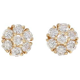 Diamond Stud Earrings 14K Yellow Gold