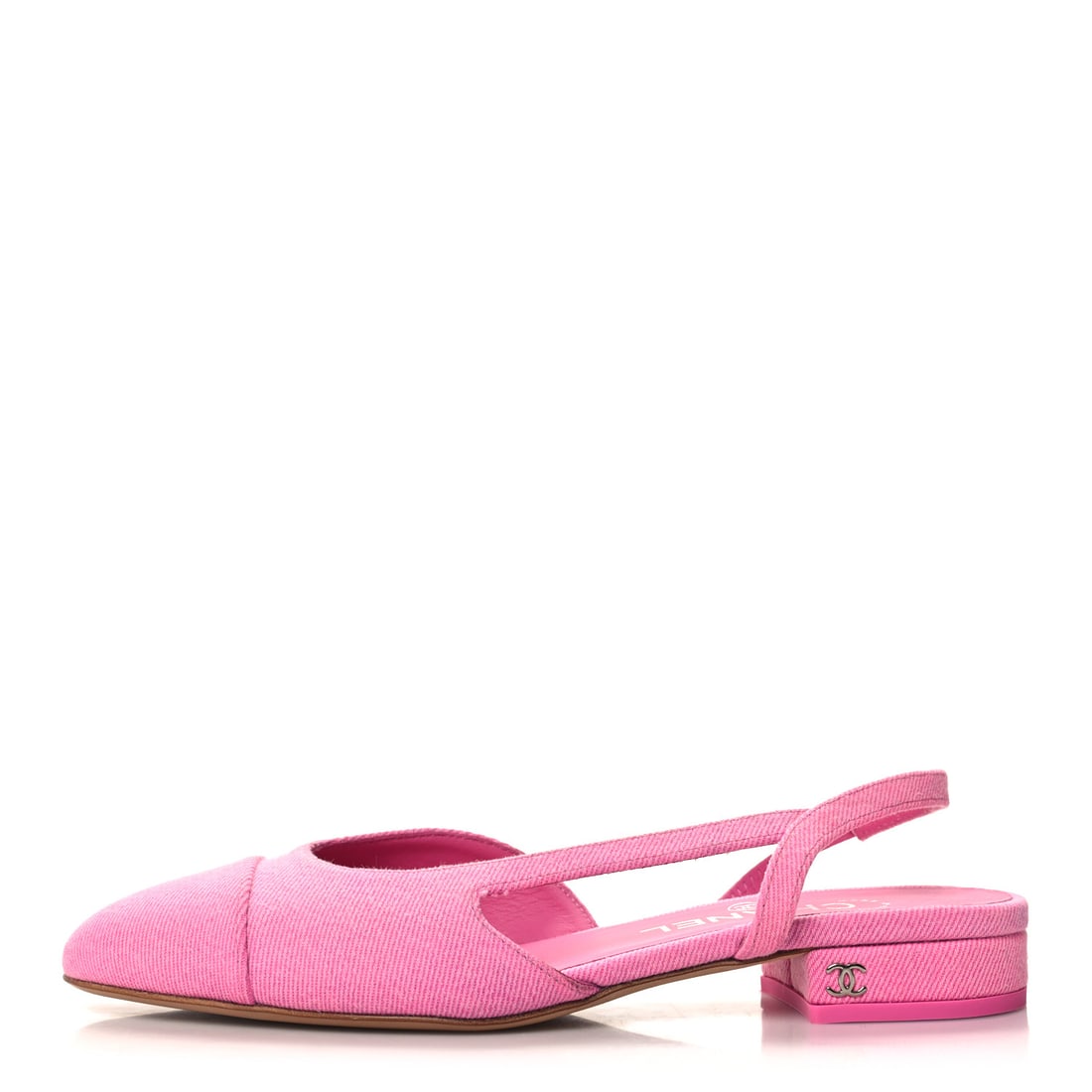 Chanel Denim Cap Toe CC Slingback: Chanel Denim Cap Toe CC Slingback Flat 36.5 Neon Pink Brand: CHANEL Condition: Excellent Condition Details: Other: Scuffs at soles, marks on sole(s), Size: 36.5 EU Heel: 1.25 in SKU no: RBJ151459