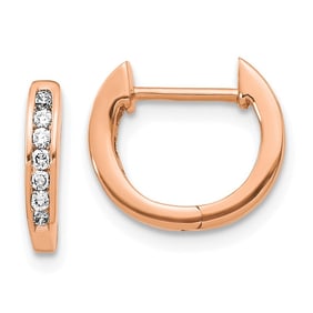 14k Rose Gold Polished Diamond Hinged