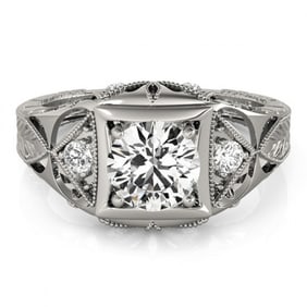 Natural 0.6 ctw Diamond Antique Ring 14k White Gold