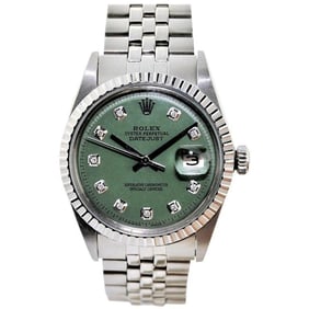 Rolex Datejust Stainless Steel Custom Green