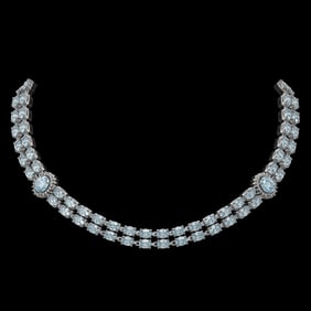 39.28 ctw Sky Topaz & Diamond Necklace 14K White Gold