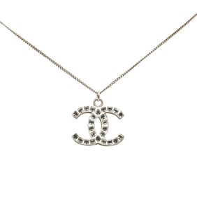 Chanel Silver Plated CC Pendant Necklace