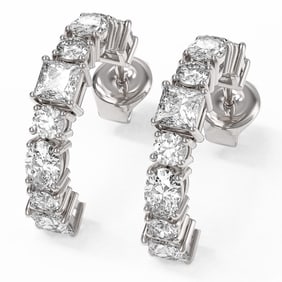 3.74 ctw Mixed Cut Diamond Designer Earrings 18K White Gold
