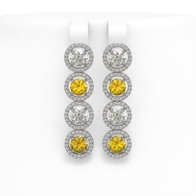 6.18 ctw Canary & Diamond Micro Pave Earrings 18K White Gold