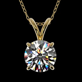 1 ctw Certified Quality Diamond Solitaire Necklace 10k Yellow Gold