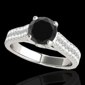2.11 ctw Certified VS Black Diamond Pave Ring 10k White Gold