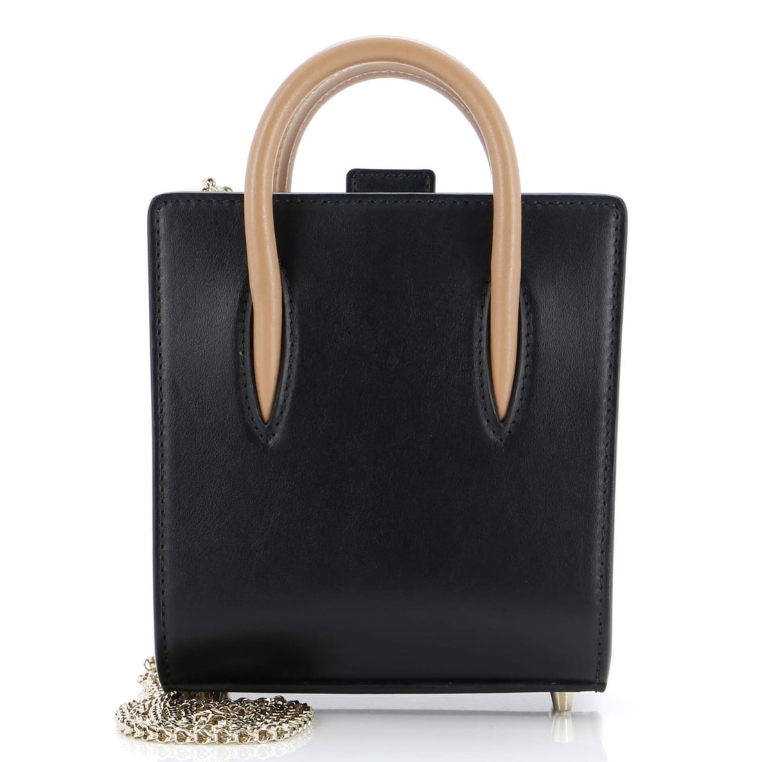Christian Louboutin Paloma Tote Leather Nano: Christian Louboutin Paloma Tote Leather Nano Exterior Color: Black Interior Color: Red Exterior Material: Leather Interior Material: Microfiber Hardware Color: Gold Tone Estimated Retail: $1,200 <