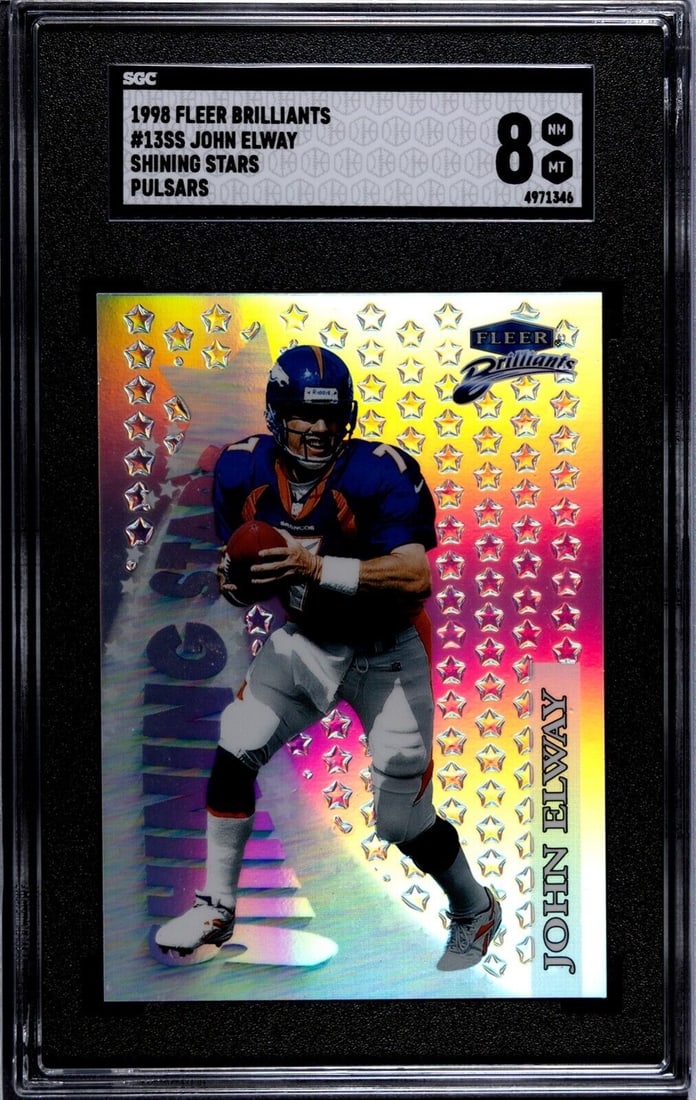 john elway 1998 fleer brilliants shining: john elway 1998 fleer brilliants shining stars pulsars card #13ss- sgc graded 8 John Elway 1998 Fleer Brilliants Shining Stars Pulsars Card #13SS- SGC Graded 8 SKU no: RBJ7373603700824 Guidelines for