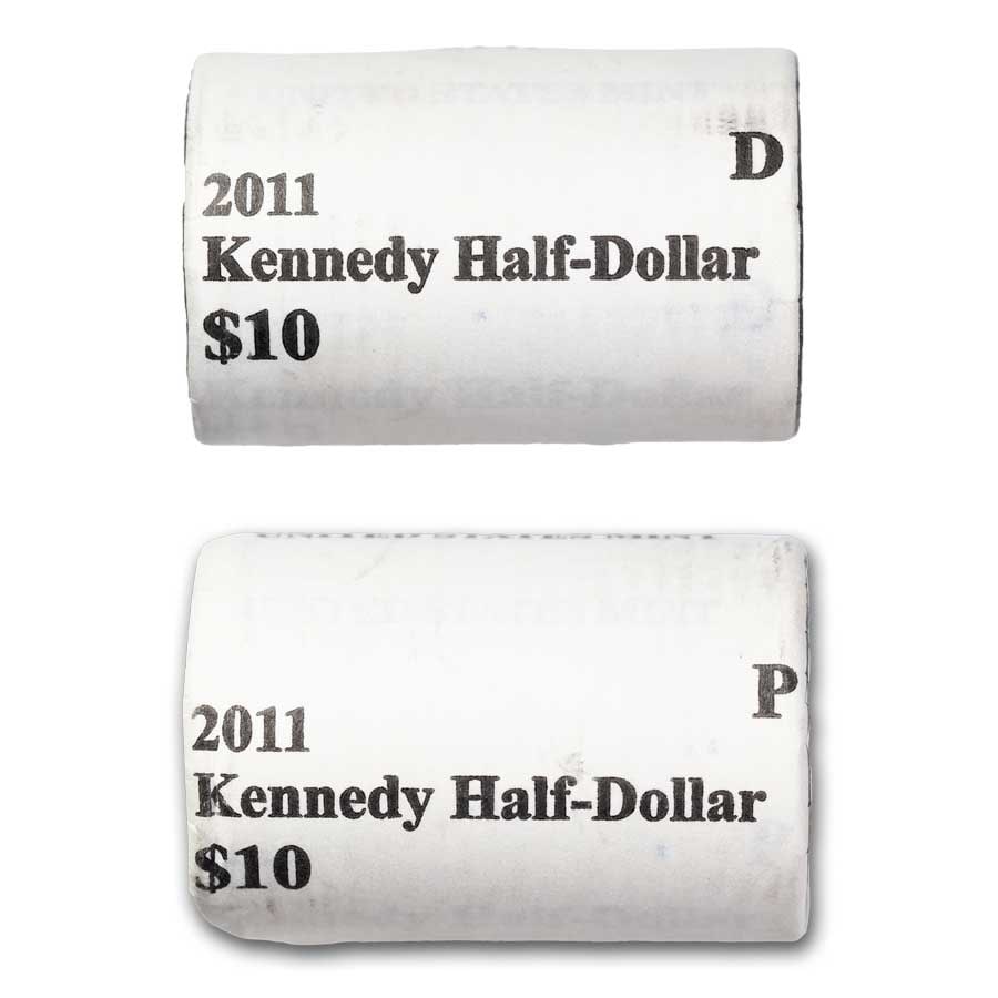 2011-P&D Kennedy Half Dollar 20-Coin 2: 2011-P&D Kennedy Half Dollar 20-Coin 2 Rolls Set (Mint Wrapped) Product ID: 299394 Year: 2011 Grade: Brilliant Unc Grade Service: None Denomination: 50 Cents Mint Mark: Varies Metal Conte