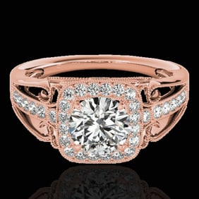 1.3 ctw Certified Diamond Solitaire Halo Ring 10k Rose Gold