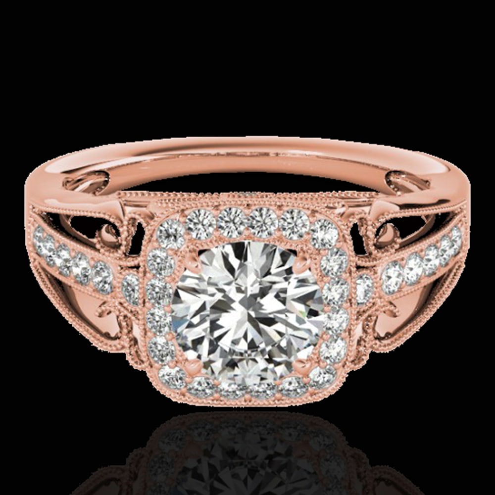 1.3 ctw Certified Diamond Solitaire Halo Ring 10k Rose Gold