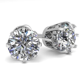 2.0 ctw VS/SI Diamond Stud Earrings Vintage 18k White Gold
