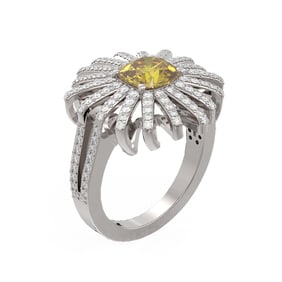2.75 ctw Canary Citrine & Diamond Ring 18K White Gold