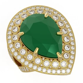 16.29 ctw Certified Emerald & Diamond Victorian Ring 14K Yellow Gold