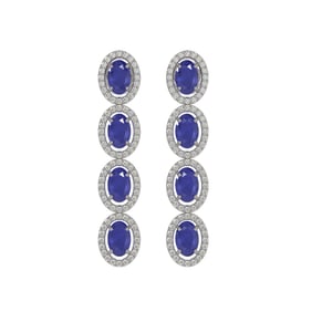 6.47 ctw Sapphire & Diamond Micro Pave Halo Earrings 10k White Gold