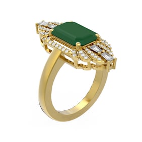 6.52 ctw Emerald & Diamond Ring 18K Yellow Gold