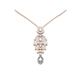 6.64 ctw Aquamarine & Diamond Necklace 18K Rose Gold