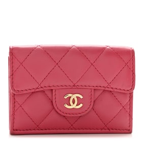 Chanel Lambskin Quilted Tri-Fold Flap Wallet