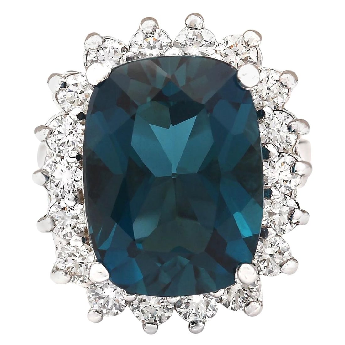 Topaz Diamond Ring 14K White Gold