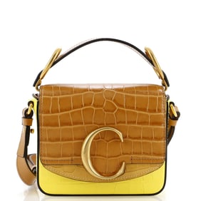 Chloe C Flap Bag Crocodile Embossed