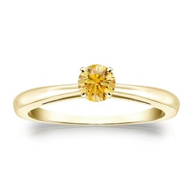Natural 0.33 CTW Yellow Diamond Solitaire Ring 18K Yellow Gold