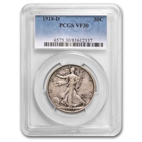 1918-D Walking Liberty Half Dollar VF-30