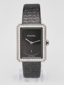 Chanel Black Tweed Metal and Diamonds