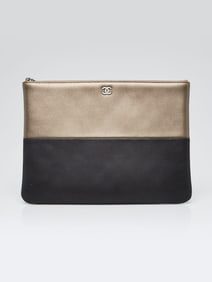 Chanel Bi-Color Bronze/Black Leather Medium O