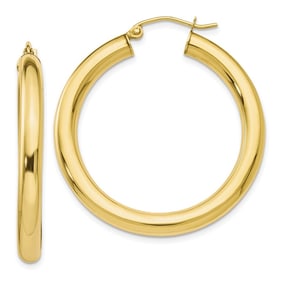 10K Polished Lightweight Hoop Earrings -