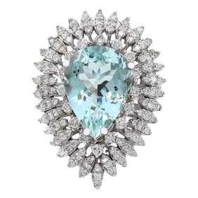 Aquamarine Diamond Ring In 14 Karat