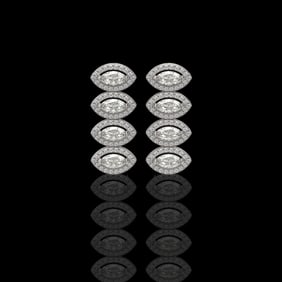 3.84 ctw Marquise Cut Diamond Micro Pave Earrings 18K White Gold