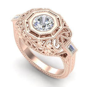 1.13 ctw VS/SI Diamond Solitaire Art Deco Ring 18k Rose Gold