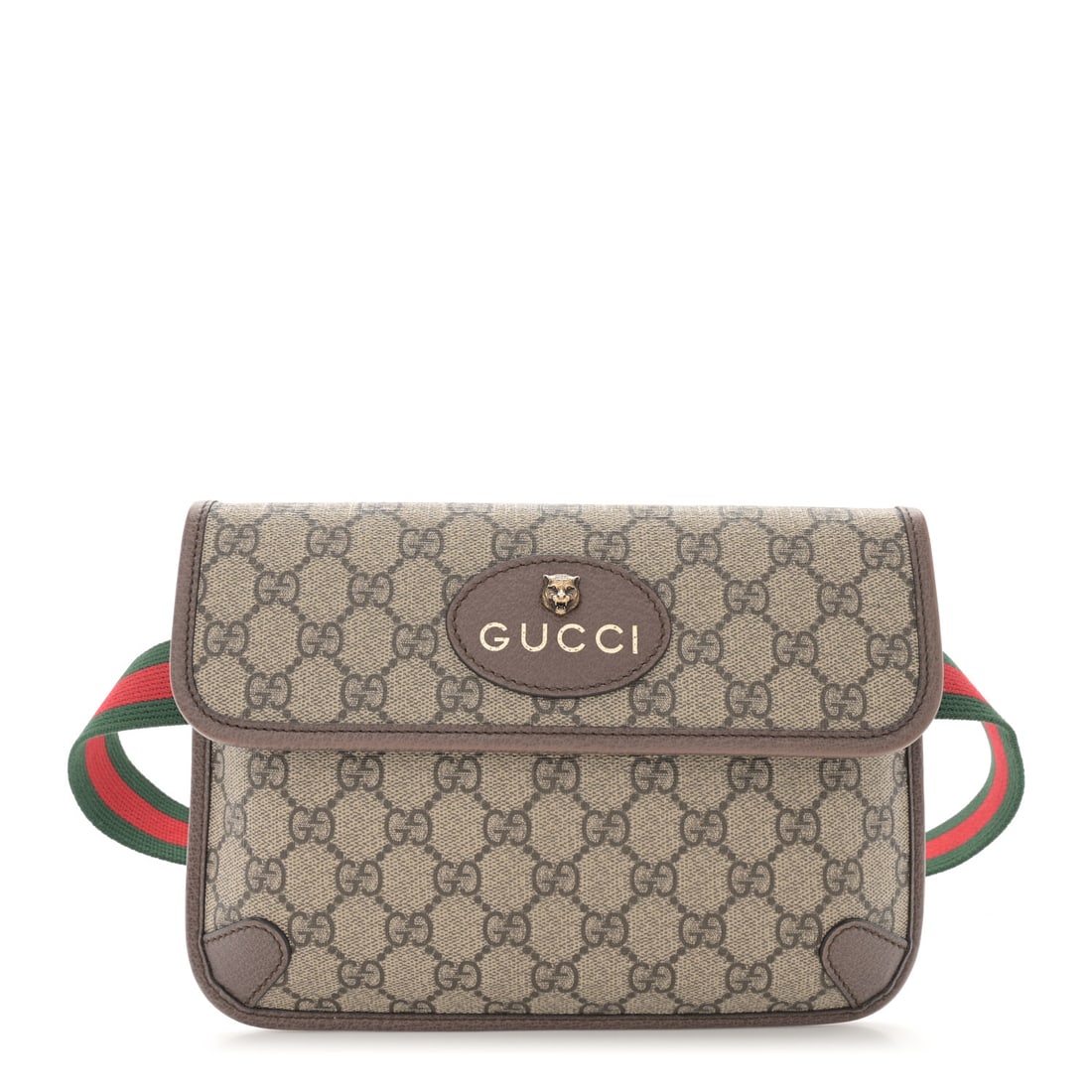 Gucci GG Supreme Monogram Neo Vintage: Gucci GG Supreme Monogram Neo Vintage Web Belt Bag Brown Brand: GUCCI Condition: Shows Wear Condition Details: Interior: Residue marks, surface wear, glue residue, Exterior: Corner wear, edge wear, Ha