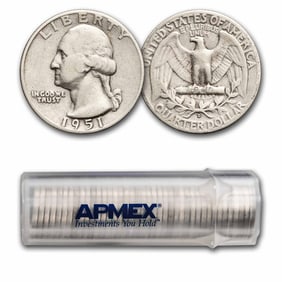 1951-D Washington Quarter 40-Coin Roll Avg