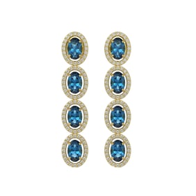 6.28 ctw London Topaz & Diamond Micro Pave Halo Earrings 10k Yellow Gold