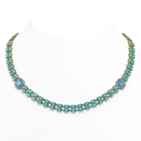 37.66 ctw Swiss Topaz & Diamond Necklace 14K Yellow Gold