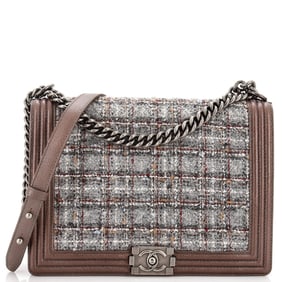 Chanel Boy Flap Bag Quilted Tweed
