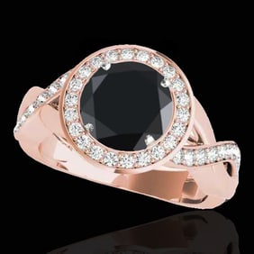 1.75 ctw Certified VS Black Diamond Solitaire Halo Ring 10k Rose Gold