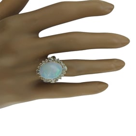 Opal Diamond Ring 14K Yellow Gold