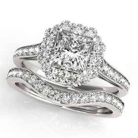 1.75 ctw Certified VS/SI Princess Diamond 2pc Set Halo 14k White Gold